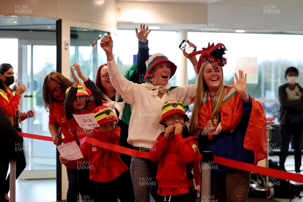 151122 - Wales Football Squad Departs For Qatar From Cardiff Airport - Wales fans