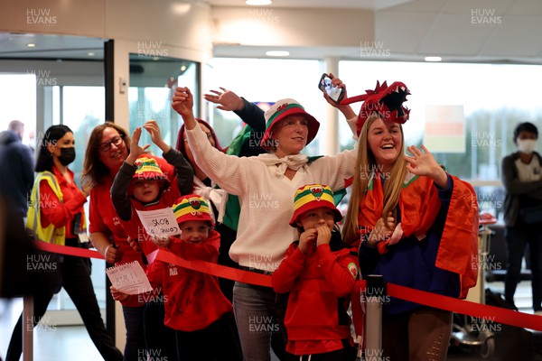151122 - Wales Football Squad Departs For Qatar From Cardiff Airport - Wales fans