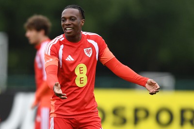 010626 - Ronan Kpakio of Wales during training ahead of their upcoming friendly match against Ghana
