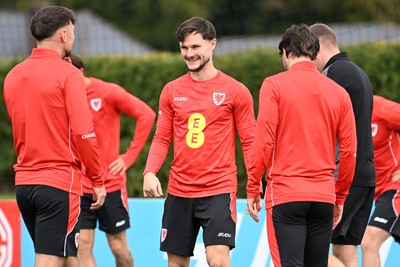 031026 - Wales Football Training - Liam Cullen during training ahead of their upcoming Nations League match against Denmark