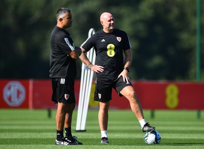 040923 - Wales Football Training - Rob Page and Jack Lester during training
