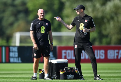 040923 - Wales Football Training - Rob Page and Alan Knill  during training