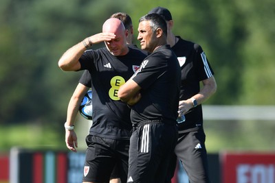 040923 - Wales Football Training - Rob Page and Jack Lester during training
