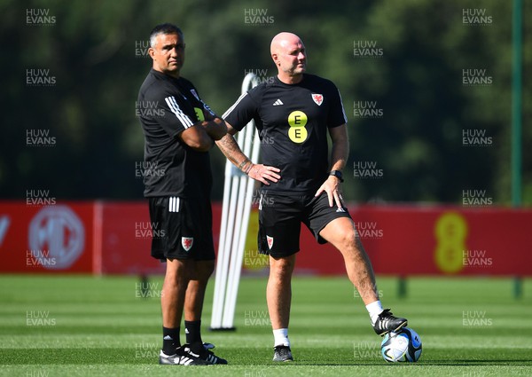 040923 - Wales Football Training - Rob Page and Jack Lester during training
