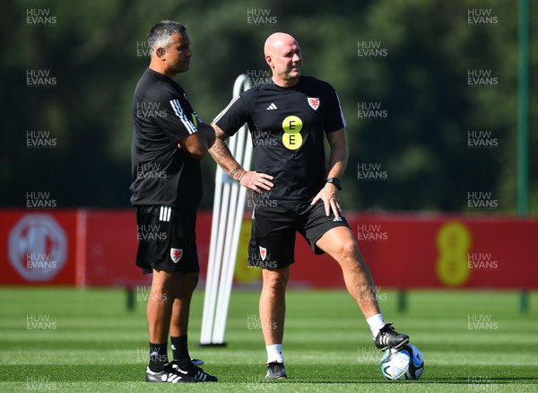 040923 - Wales Football Training - Rob Page and Jack Lester during training