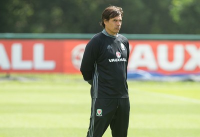 070617 - Wales Football Training Session - Wales' manager Chris Coleman during the training session ahead of the FIFA World Cup Qualifying match against Serbia