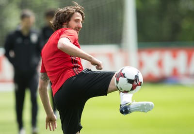 070617 - Wales Football Training Session - Wales' Joe Allen during the training session ahead of the FIFA World Cup Qualifying match against Serbia