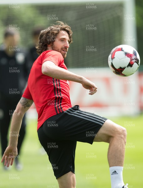 070617 - Wales Football Training Session - Wales' Joe Allen during the training session ahead of the FIFA World Cup Qualifying match against Serbia