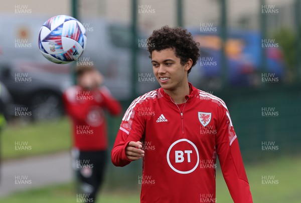 070622 -  Wales Football Training - Brennan Johnson of Wales during training ahead of their League of Nations match against Netherlands