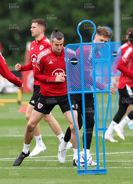 070622 -  Wales Football Training - Gareth Bale and Joe Rodon during training ahead of their League of Nations match against Netherlands