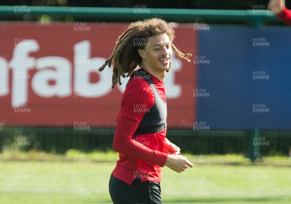 080919 - Wales Football Training session - Wales' Ethan Ampadu during training session ahead of the International Friendly against Belarus