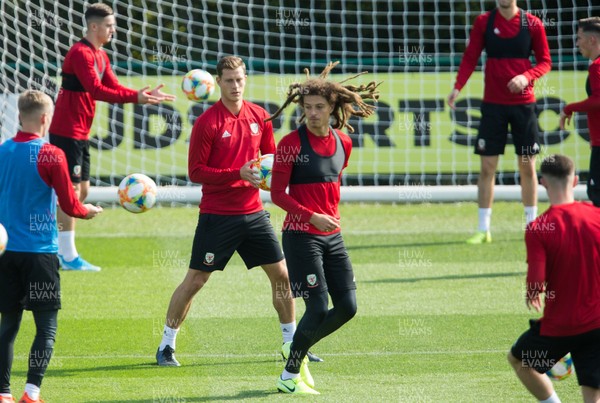 080919 - Wales Football Training session - Wales' Ethan Ampadu during training session ahead of the International Friendly against Belarus