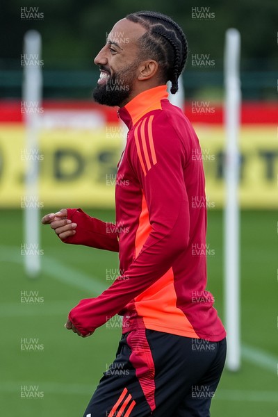 080925 - Wales Football Training - Sorba Thomas ahead of the international friendly against Canada