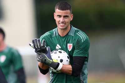 081025 - Wales Football Training - Karl Darlow of Wales during training ahead of tomorrows friendly match with England