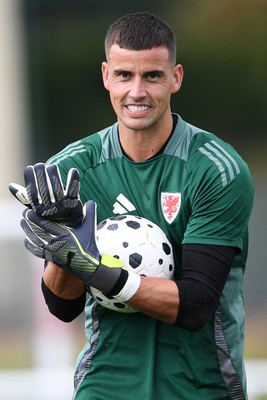 081025 - Wales Football Training - Karl Darlow of Wales during training ahead of tomorrows friendly match with England