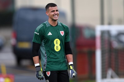 081025 - Wales Football Training - Karl Darlow of Wales during training ahead of tomorrows friendly match with England