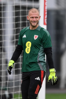 081025 - Wales Football Training - Adam Davies of Wales during training ahead of tomorrows friendly match with England