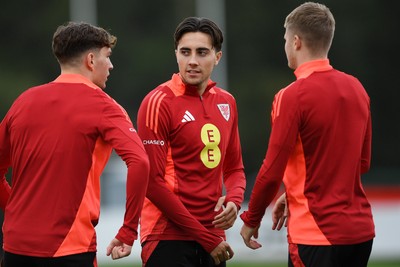 081025 - Wales Football Training - Joel Colwill of Wales during training ahead of tomorrows friendly match with England