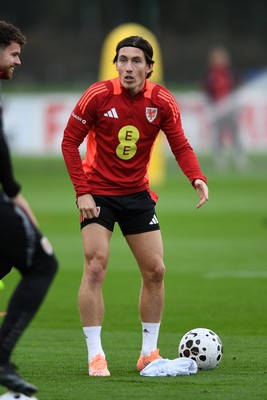 081025 - Wales Football Training - Harry Wilson of Wales during training ahead of tomorrows friendly match with England