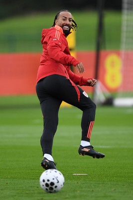 081025 - Wales Football Training - Sorba Thomas of Wales during training ahead of tomorrows friendly match with England