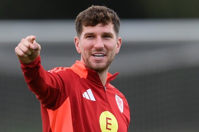 081025 - Wales Football Training - Chris Mepham of Wales during training ahead of tomorrows friendly match with England