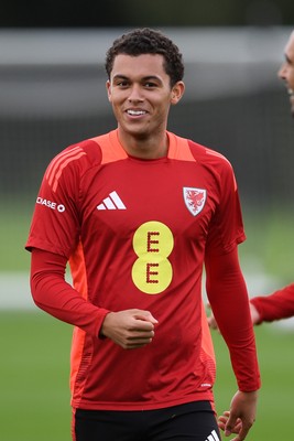081025 - Wales Football Training - Brennan Johnson of Wales during training ahead of tomorrows friendly match with England