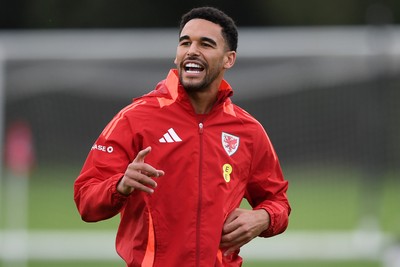 081025 - Wales Football Training - Ben Cabango of Wales during training ahead of tomorrows friendly match with England