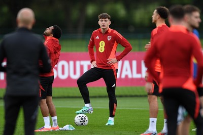 081025 - Wales Football Training - Lewis Koumas of Wales during training ahead of tomorrows friendly match with England