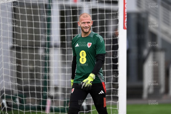 081025 - Wales Football Training - Adam Davies of Wales during training ahead of tomorrows friendly match with England
