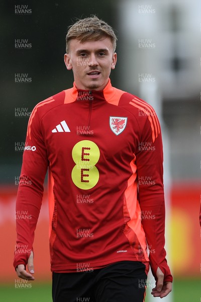 081025 - Wales Football Training - Issak Davies of Wales during training ahead of tomorrows friendly match with England