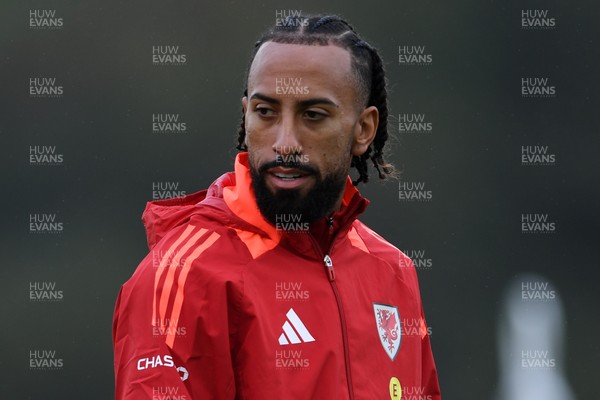 081025 - Wales Football Training - Sorba Thomas of Wales during training ahead of tomorrows friendly match with England