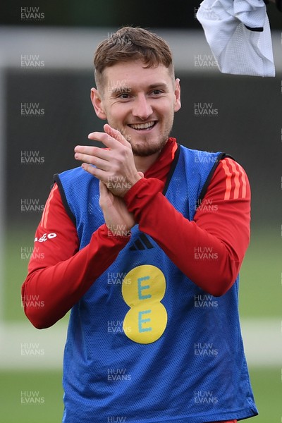 081025 - Wales Football Training - David Brooks of Wales during training ahead of tomorrows friendly match with England