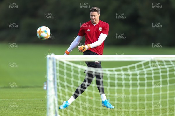 091019 - Wales Football Training session - Wales goalkeeper Wayne Hennessey during training session ahead of their Euro Qualifying match against Slovakia