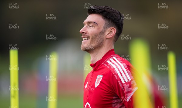 091121 - Wales Football Training - Wales' Kieffer Moore during a training session ahead of their World Cup Qualifying matches against Belarus and Belgium