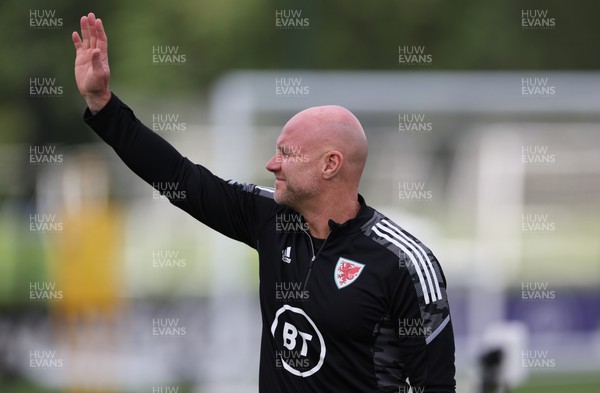 100622 - Wales Football Training - Wales manager Rob Page during training session ahead of the UEFA Nations League match against Belgium