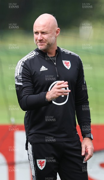 100622 - Wales Football Training - Wales manager Rob Page during training session ahead of the UEFA Nations League match against Belgium