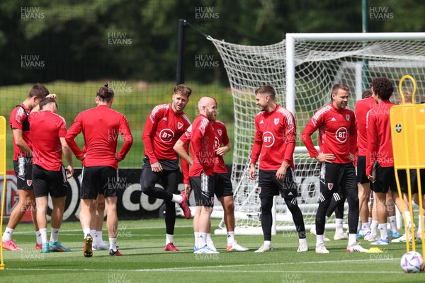 100622 - Wales Football Training -  Wales players during training session ahead of the UEFA Nations League match against Belgium