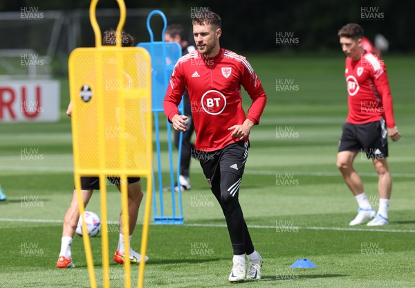100622 - Wales Football Training - Aaron Ramsey of Wales during training session ahead of the UEFA Nations League match against Belgium