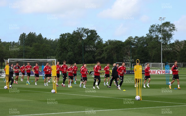 100622 - Wales Football Training -  Wales players during training session ahead of the UEFA Nations League match against Belgium