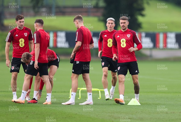 100923 - Wales Football Training Session -  Aaron Ramsey of Wales during a training session ahead of their match against Latvia