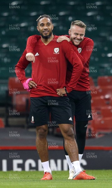 101018 - Wales Football Training - Ashley Williams and Chris Gunter during training