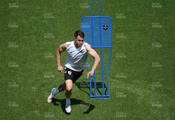 110621 - Wales Football Training at the Baku Olympic Stadium - Aaron Ramsey during training