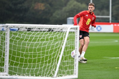 121025 - Wales Football Training - David Brooks of Wales during a training session ahead of tomorrows World Cup qualifier match against Belgium