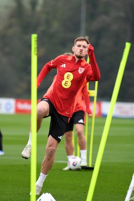 121025 - Wales Football Training - David Brooks of Wales during a training session ahead of tomorrows World Cup qualifier match against Belgium