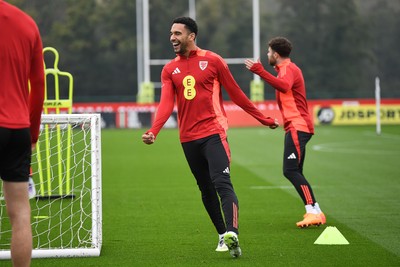 121025 - Wales Football Training - Ben Cabango of Walesduring a training session ahead of tomorrows World Cup qualifier match against Belgium