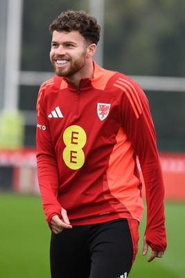 121025 - Wales Football Training - Neco Williams of Wales during a training session ahead of tomorrows World Cup qualifier match against Belgium