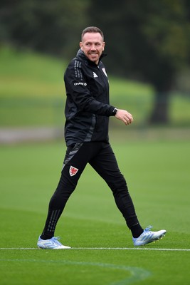 121025 - Wales Football Training - Wales Manager, Craig Bellamy during a training session ahead of tomorrows World Cup qualifier match against Belgium