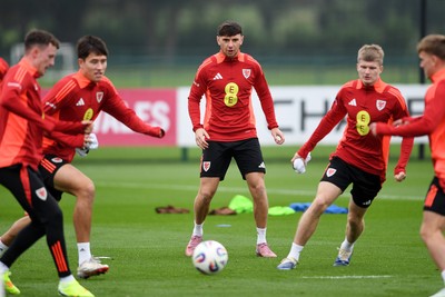 121025 - Wales Football Training - Mark Harris of Wales during a training session ahead of tomorrows World Cup qualifier match against Belgium