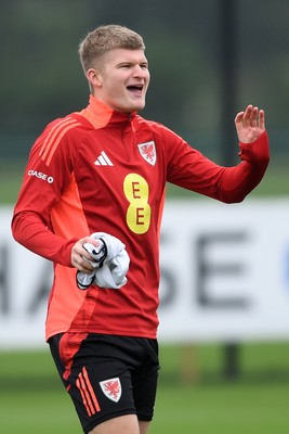 121025 - Wales Football Training - Jordan James of Wales during a training session ahead of tomorrows World Cup qualifier match against Belgium