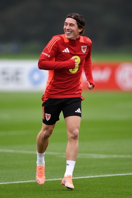 121025 - Wales Football Training - Harry Wilson of Wales during a training session ahead of tomorrows World Cup qualifier match against Belgium